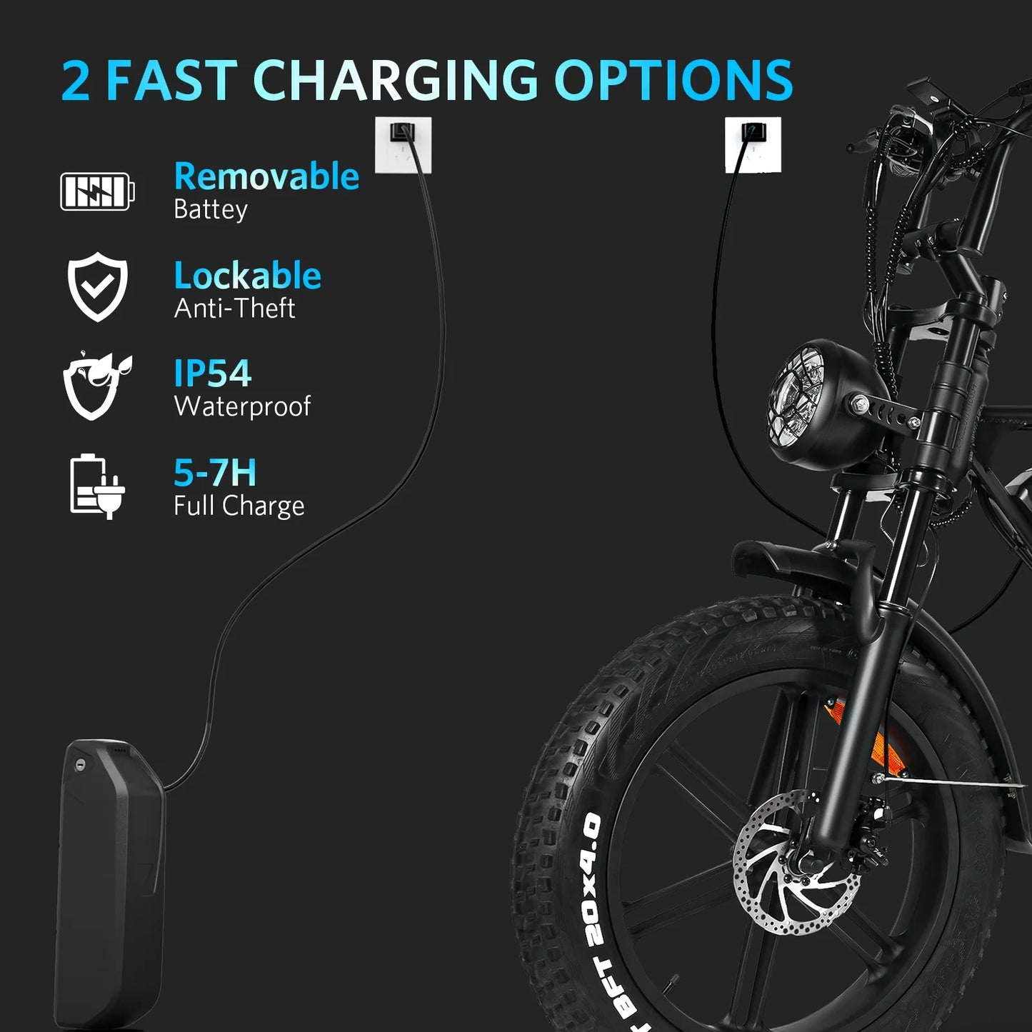 Hipatoo Electric Bike for Adults, Ebike Moped Style with 1000W Peak Motor 48V 15Ah Battery up to 31MPH, 20'' Fat Tire E Bike, Dual Disc Brakes Mountain Bike for Commuting & Off-Road, E-Bike UL2849