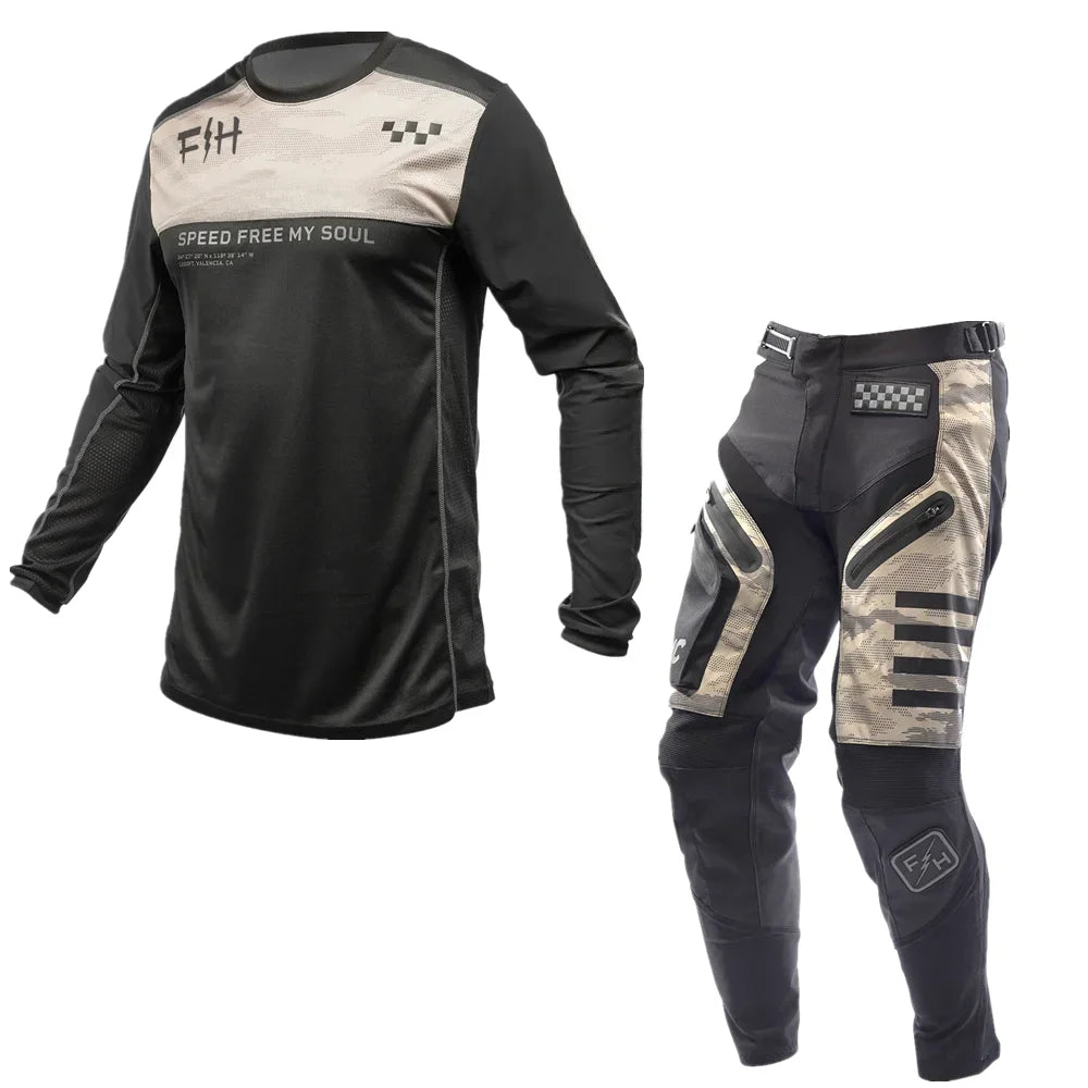 2025 Fh Moto Suit Motocross Gear Set off Road Jersey Set with Pocket Dirt Bike Jersey and Pants MX Racing Clothing