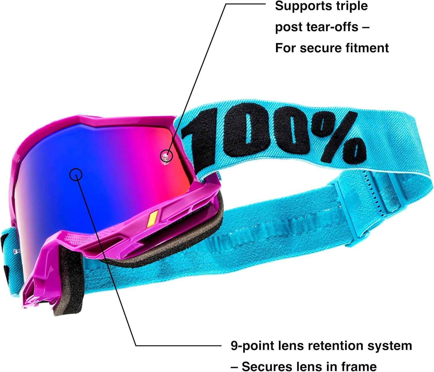 Accuri 2 Goggles - Eyewear for Motocross & Mountain Biking - Goggles for Dirt Bikes, Motorcycles & Bike Sports - Black, Mirror Silver Lens
