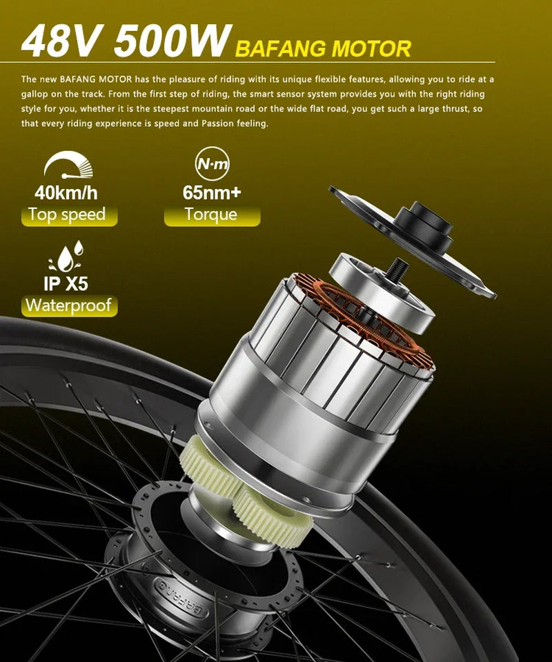 Electric Bike 27.5 Inch Off-Road Electric Bike 500W Bafang Motor 48V 15.6AH Powerful Mountain Electric Bike Adult Riding