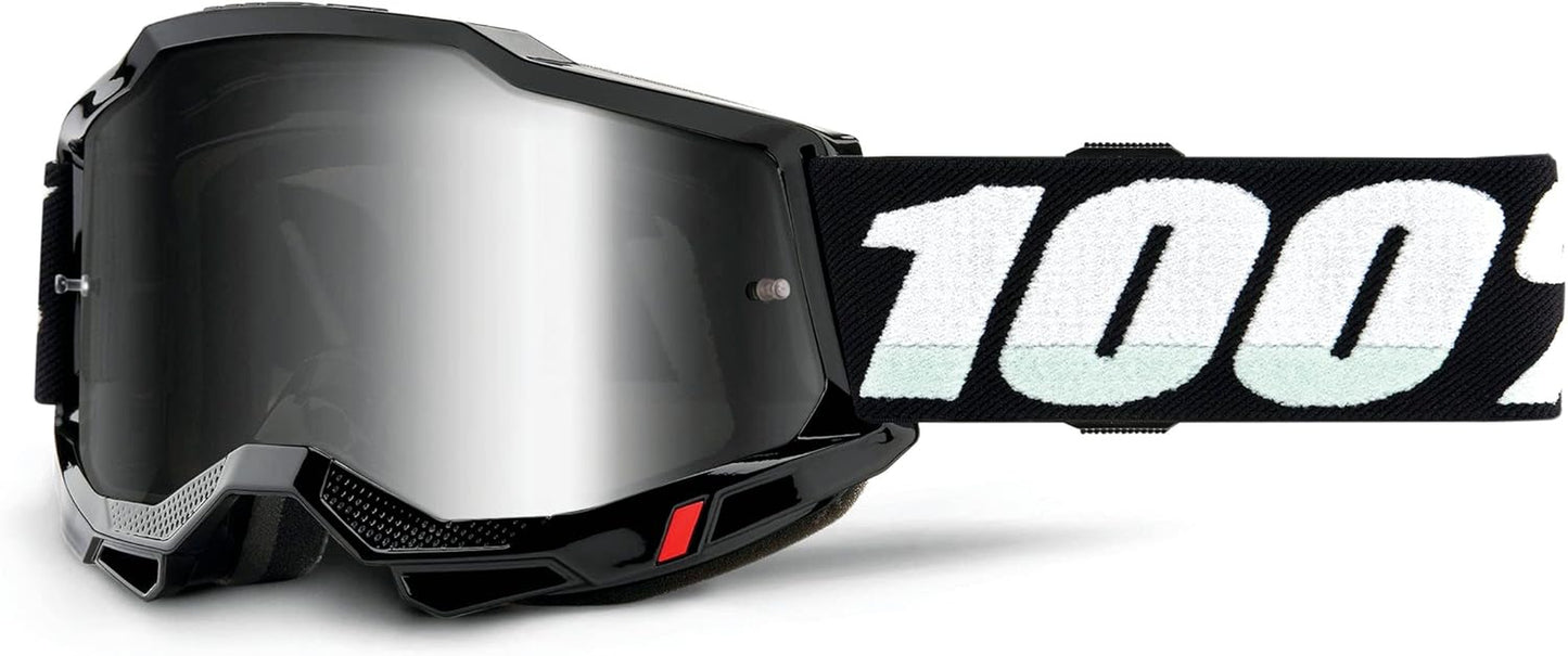Accuri 2 Goggles - Eyewear for Motocross & Mountain Biking - Goggles for Dirt Bikes, Motorcycles & Bike Sports - Black, Mirror Silver Lens