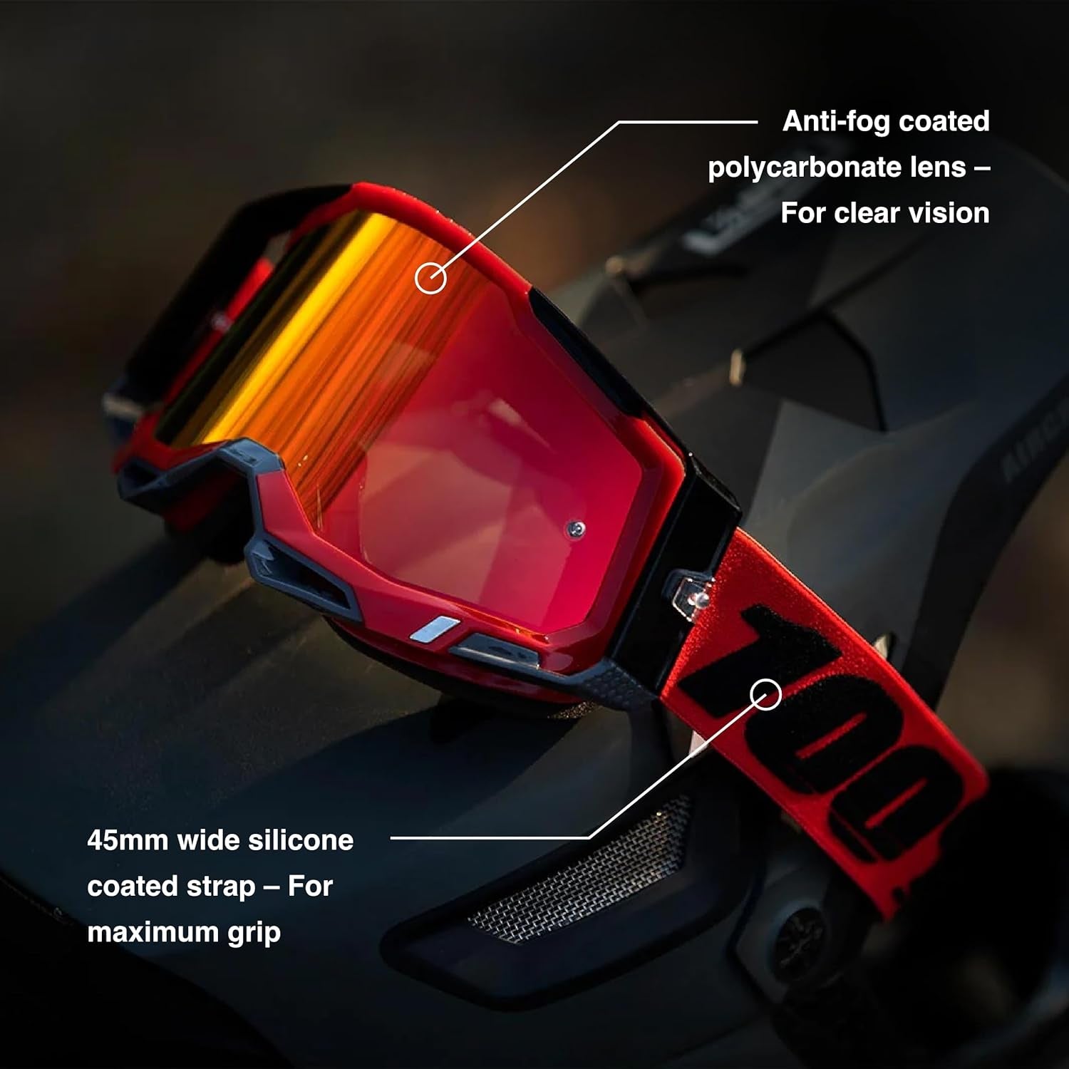 Accuri 2 Goggles - Eyewear for Motocross & Mountain Biking - Goggles for Dirt Bikes, Motorcycles & Bike Sports - Black, Mirror Silver Lens